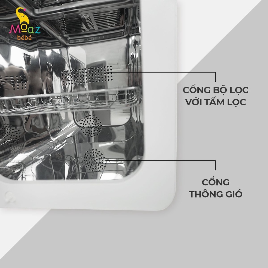 Máy tiệt trùng sấy khô UVC Moaz mb038 lọc gió, khử mùi hiệu quả